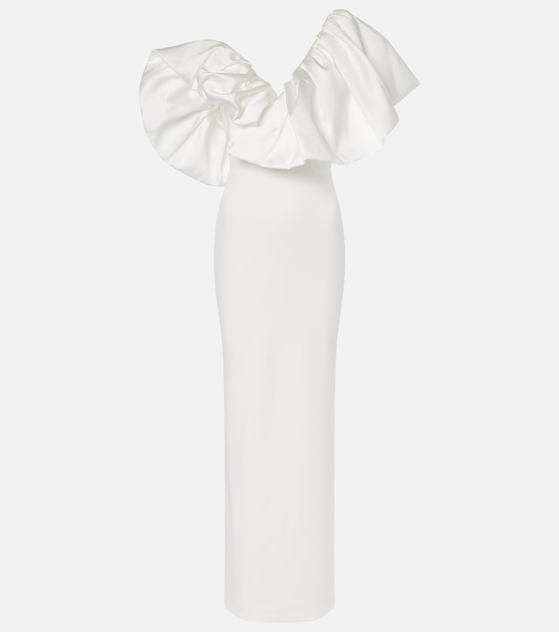 Robe longue Cassia en crêpe et sergé | Solace London