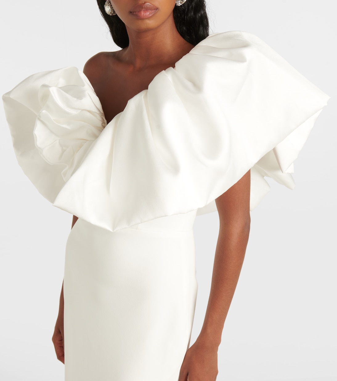 Robe longue Cassia en crêpe et sergé | Solace London