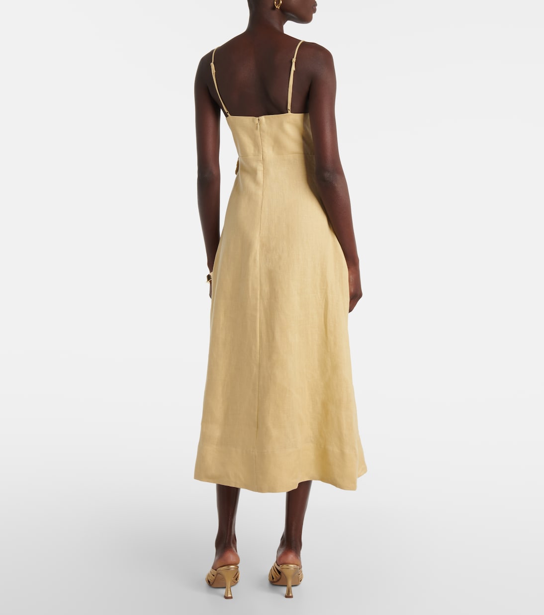 Vestido midi Sand de lino con apliques | Farm Rio