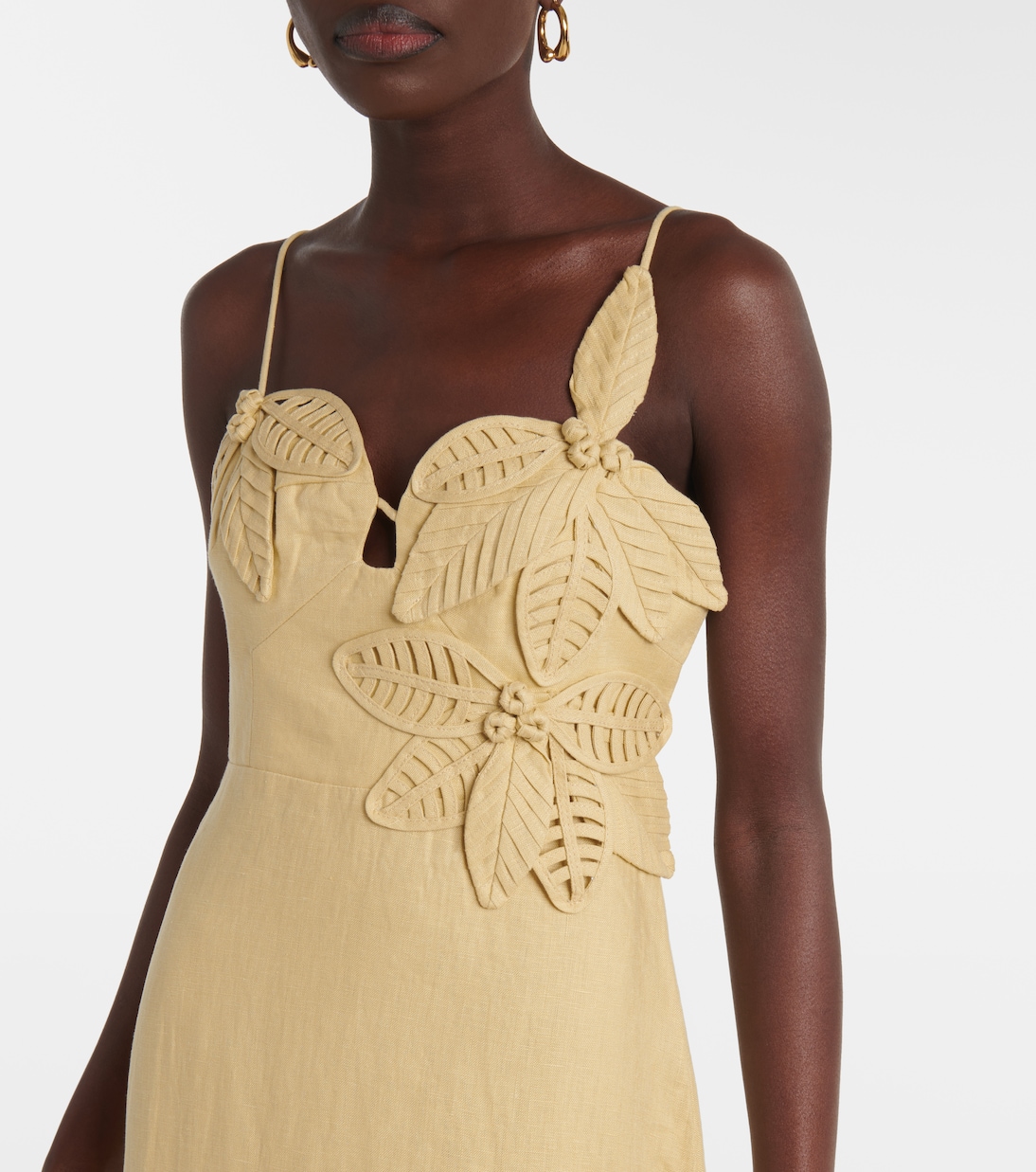 Vestido midi Sand de lino con apliques | Farm Rio