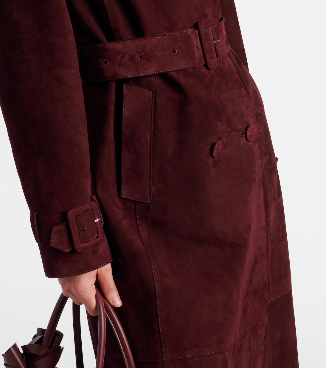 Trench-coat Tate en daim | Nour Hammour
