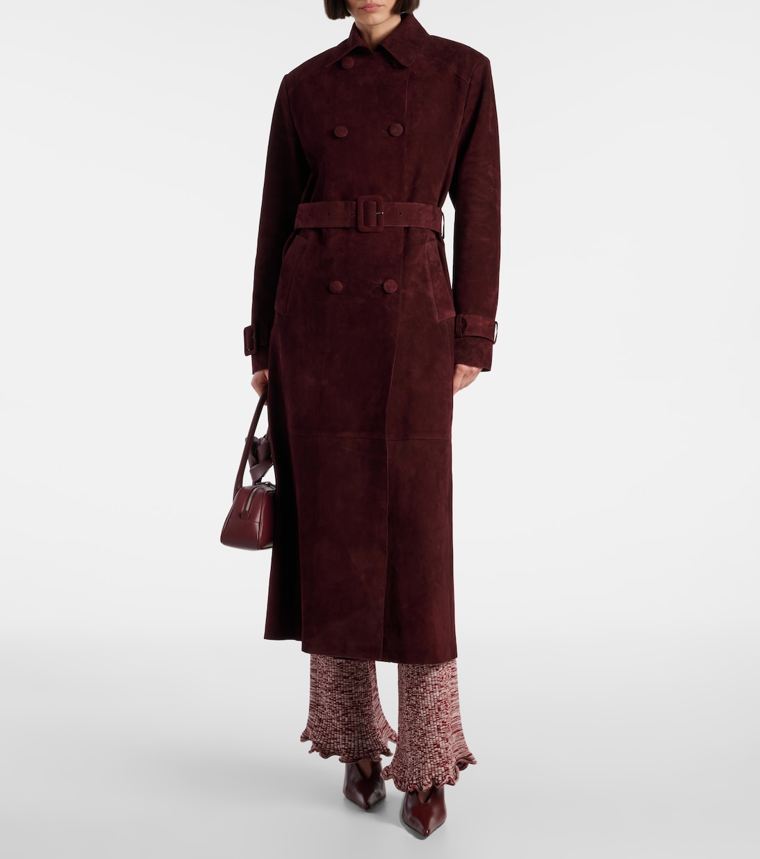 Trench-coat Tate en daim | Nour Hammour