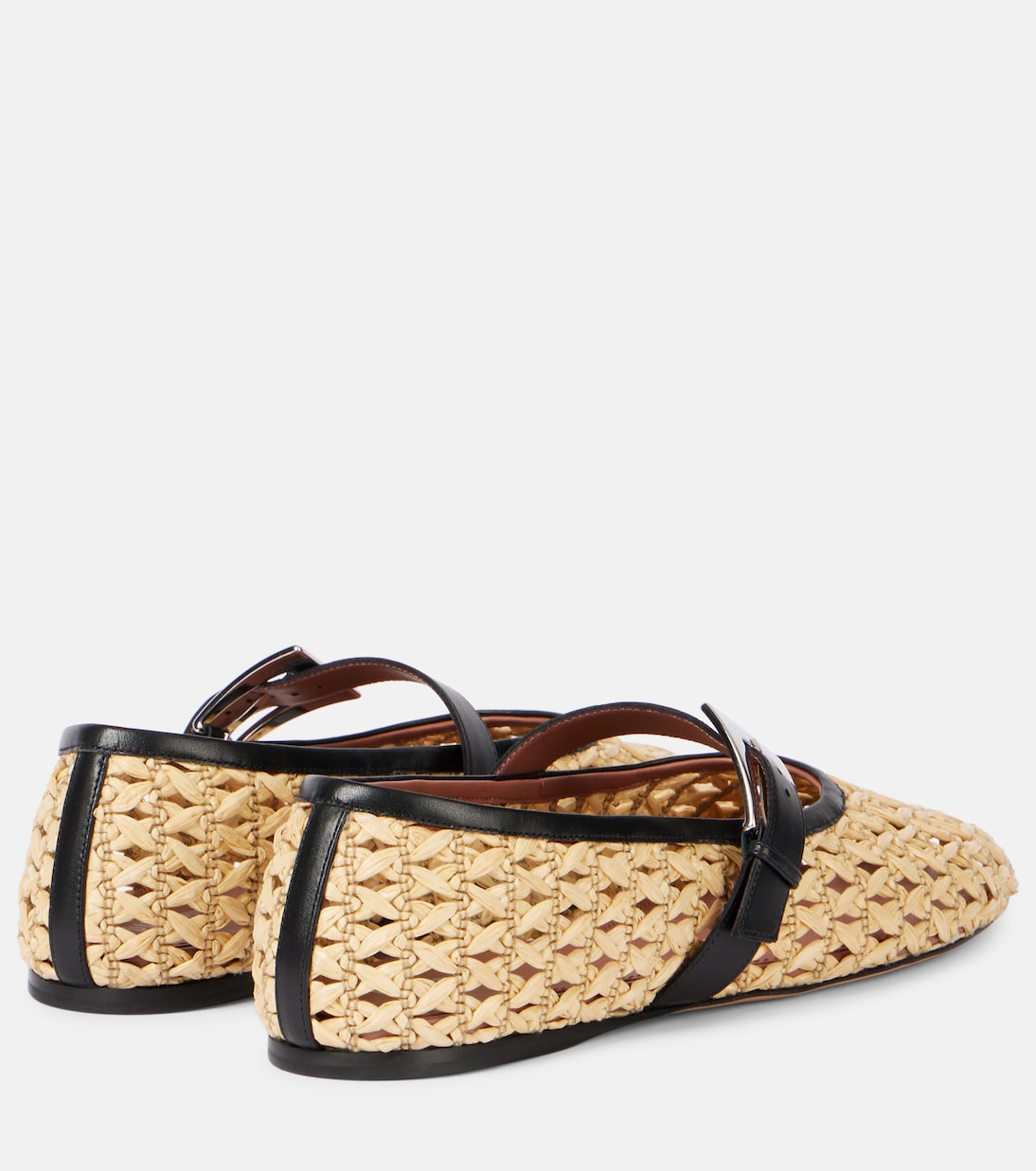 Sveva woven leather-trimmed ballet flats | Paris Texas