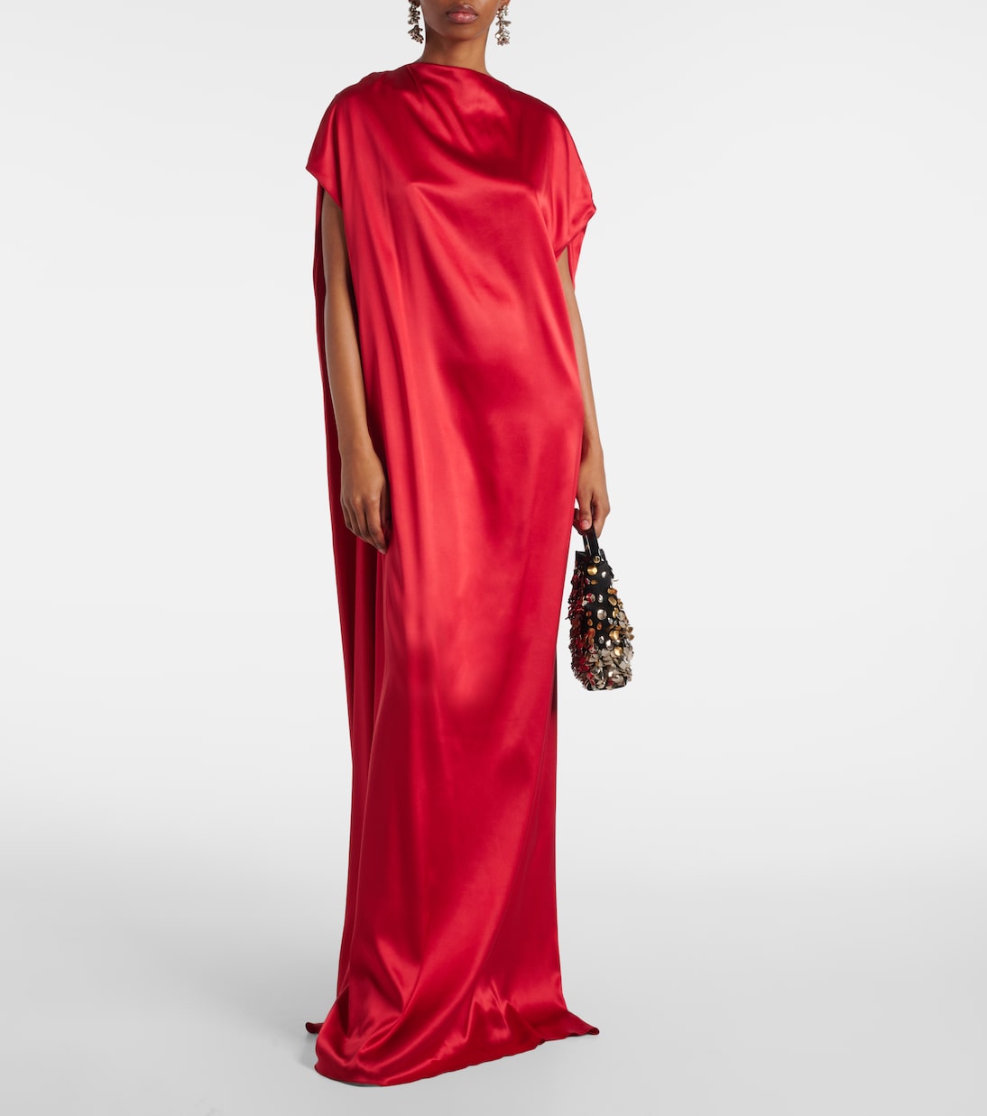 Abito lungo in raso di misto seta | Dries Van Noten