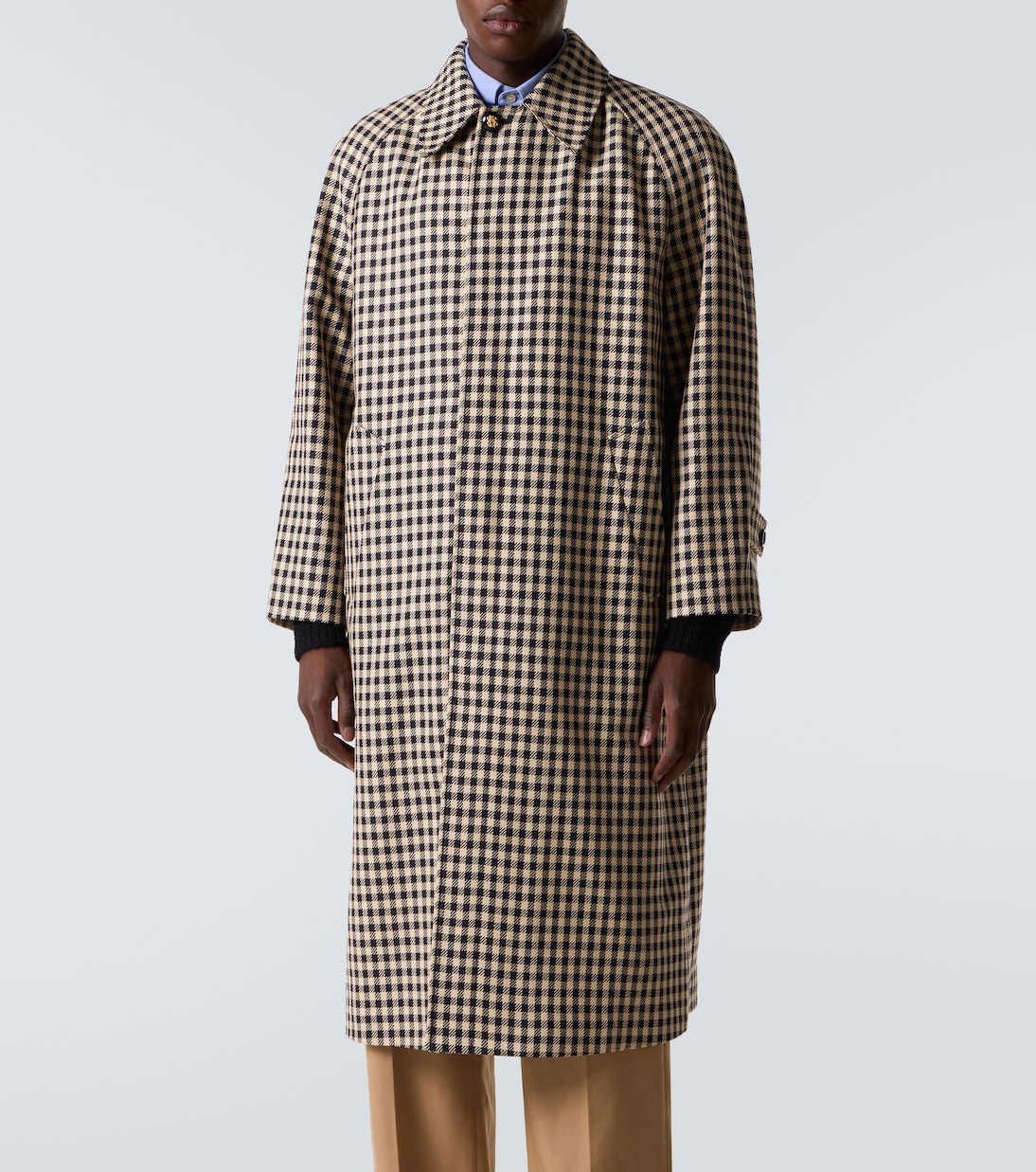 Gingham cotton and wool coat | Valentino