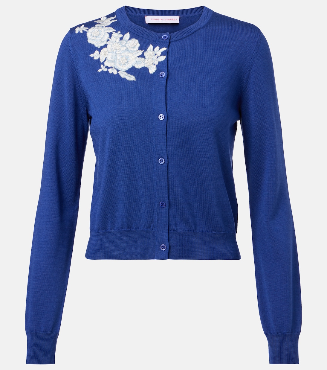 Cardigan in seta e cotone con ricamo | Carolina Herrera