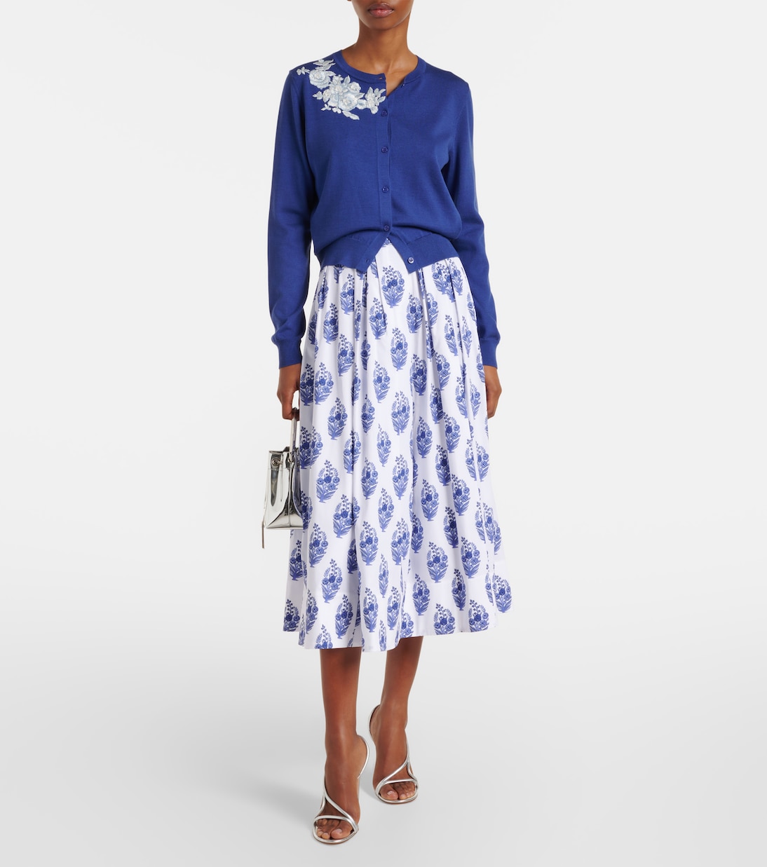 Cardigan in seta e cotone con ricamo | Carolina Herrera