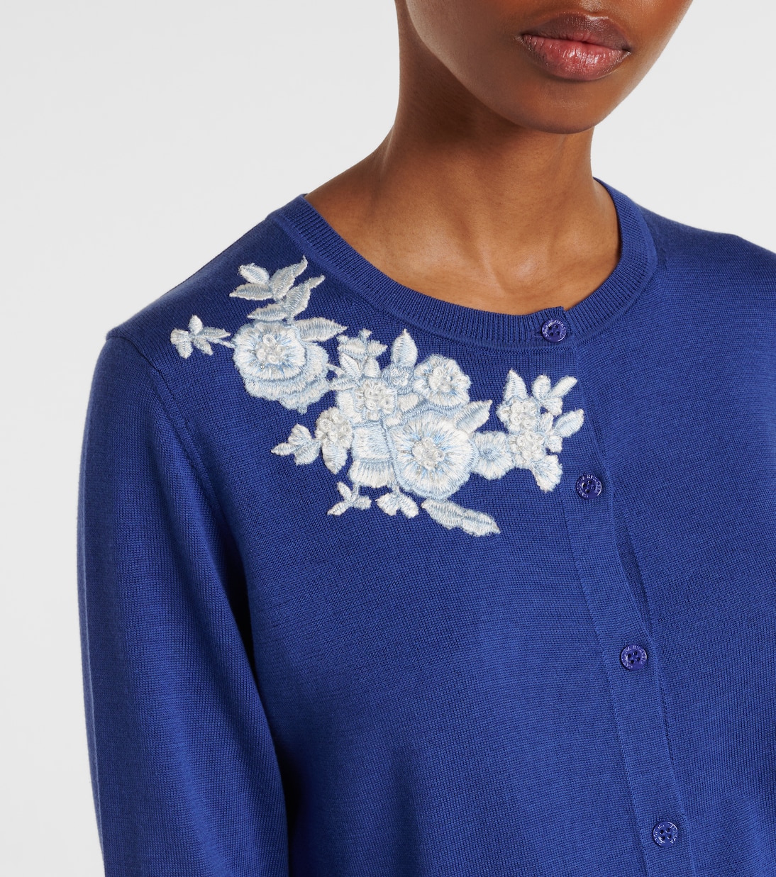 Cardigan in seta e cotone con ricamo | Carolina Herrera