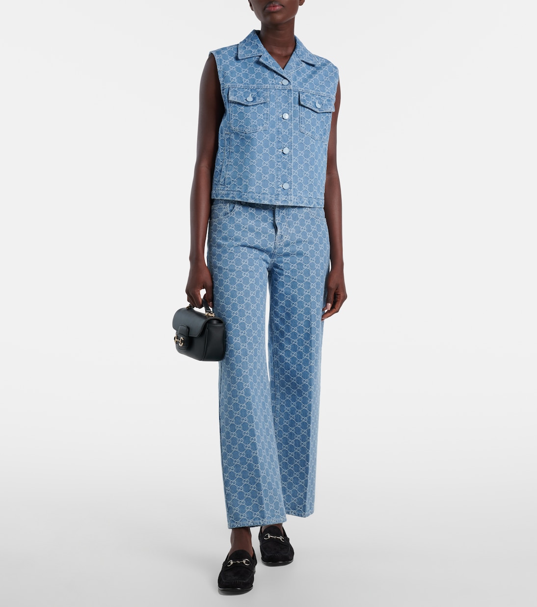 Jean droit en jacquard GG | Gucci