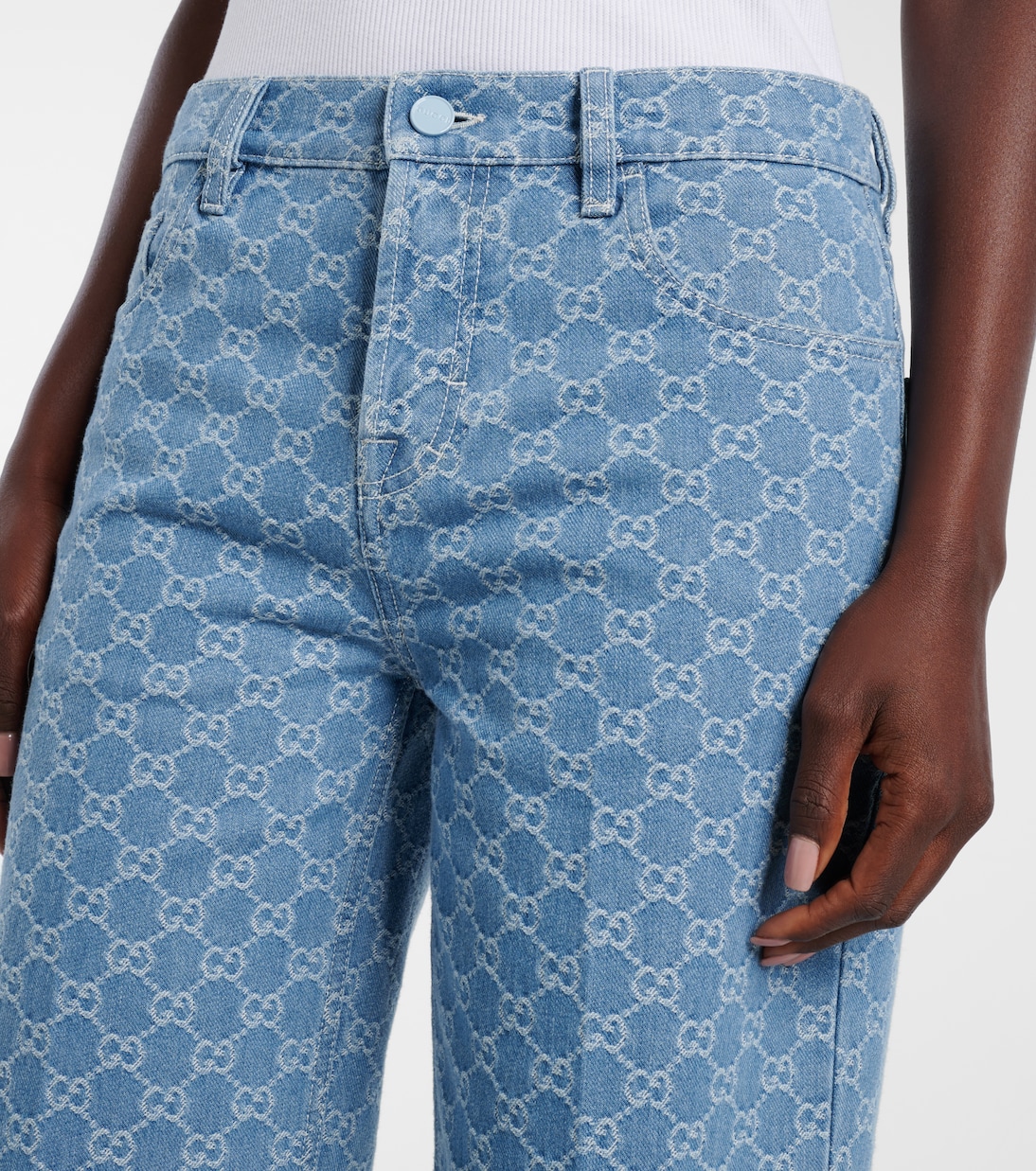 Jean droit en jacquard GG | Gucci