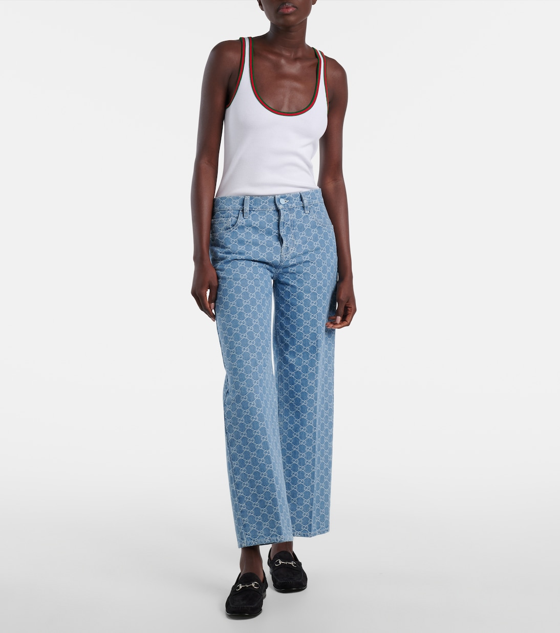 Jean droit en jacquard GG | Gucci