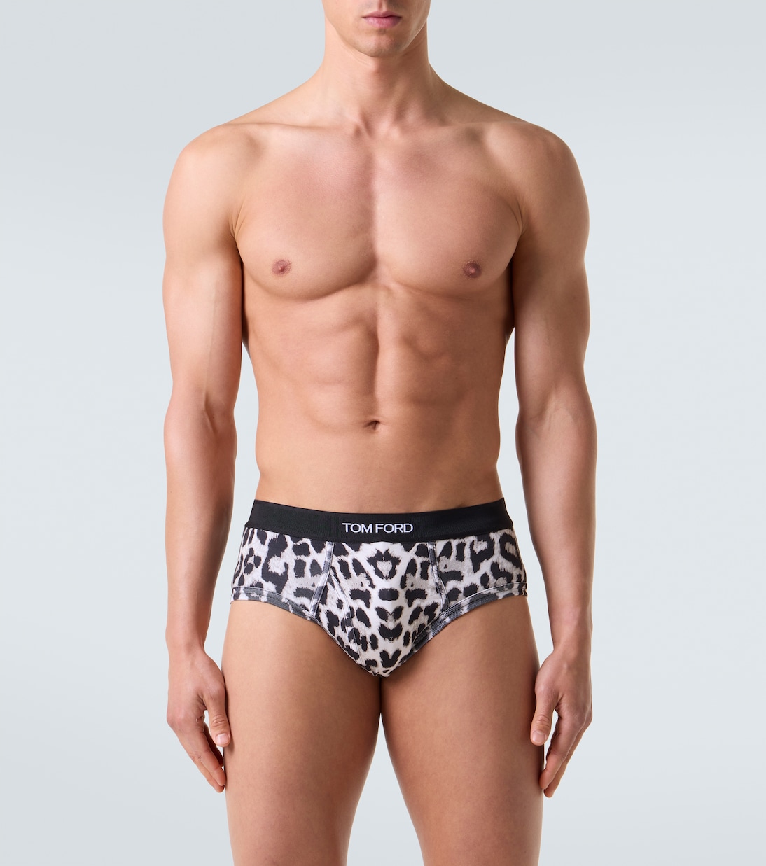 Leopard-print cotton-blend briefs | Tom Ford