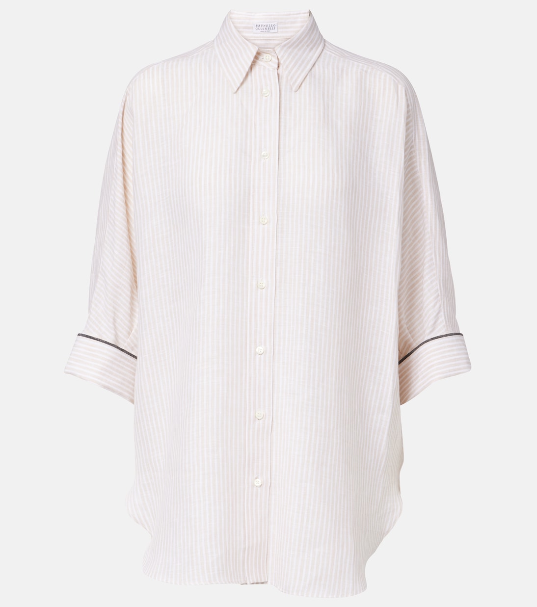 Chemise Monili rayée en lin  | Brunello Cucinelli