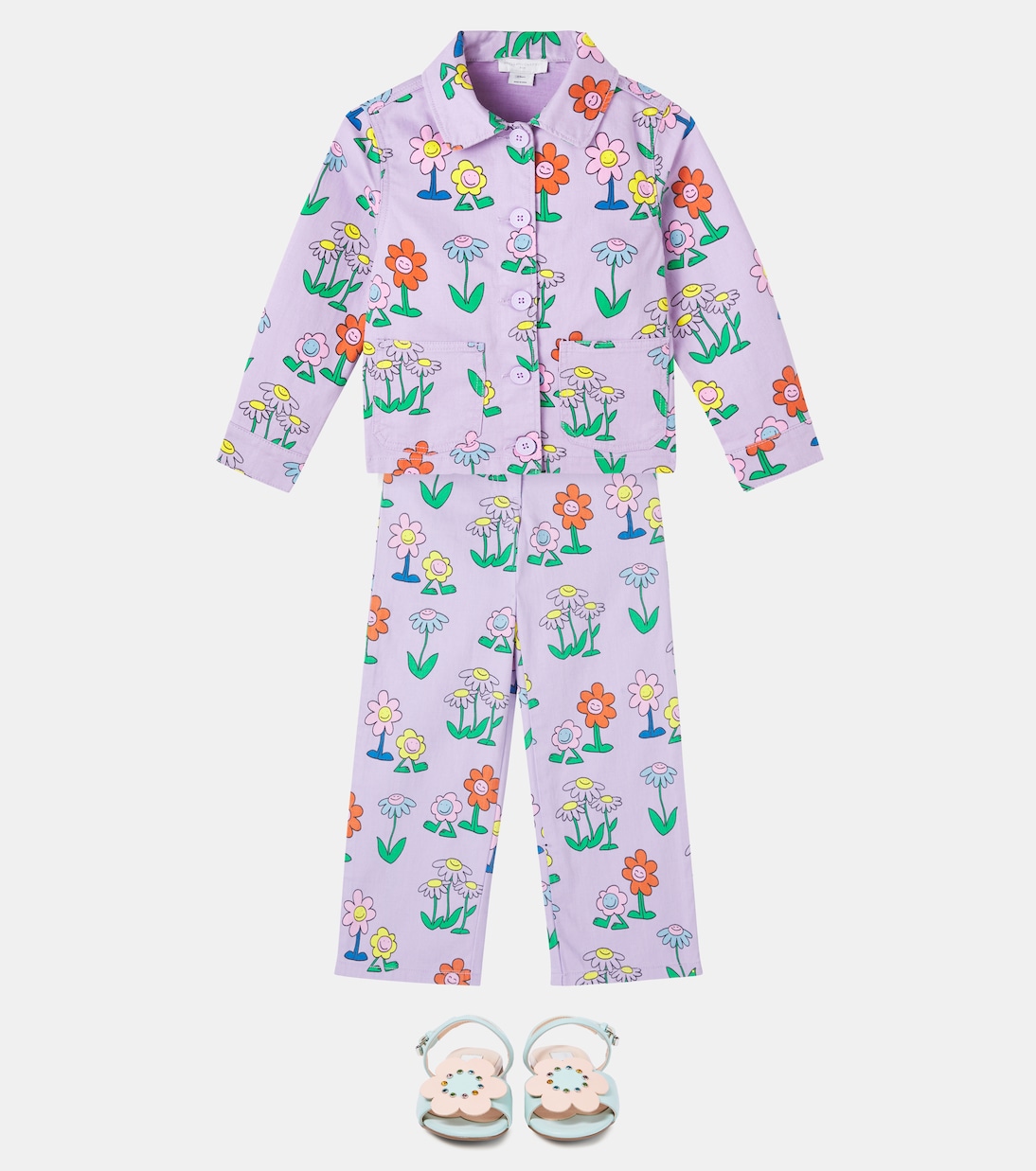 Pantalones de gabardina floral | Stella McCartney Kids