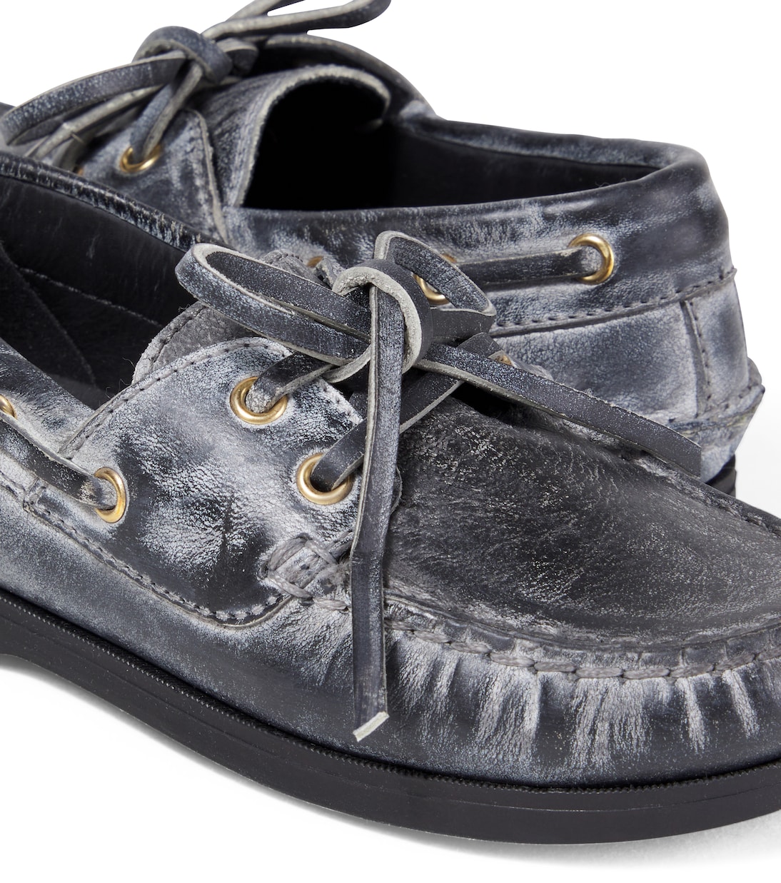 Cruise distressed leather boat shoes | Golden Goose Kids