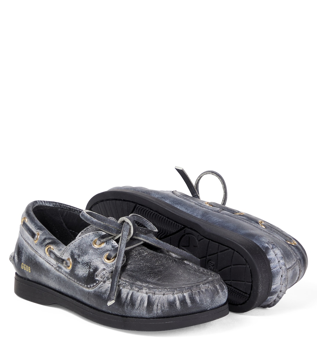 Cruise distressed leather boat shoes | Golden Goose Kids