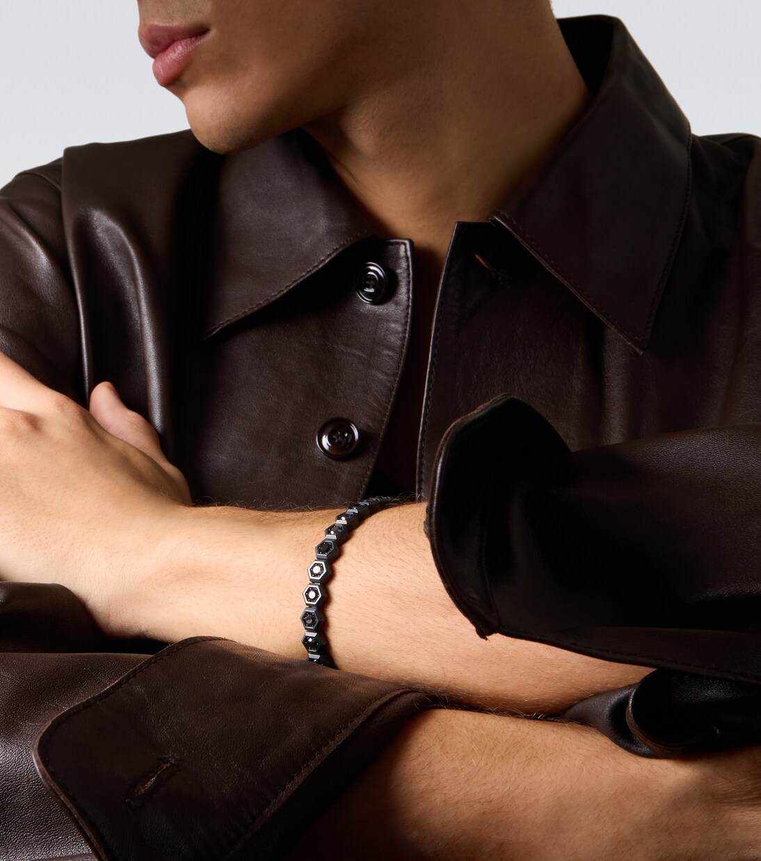 Pulsera Hex de titanio con diamantes | David Yurman