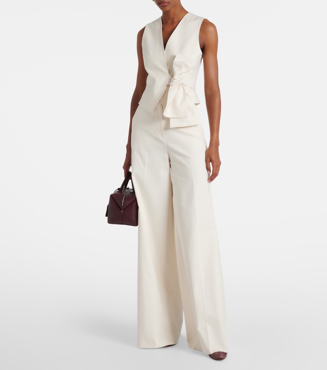 Zampa bow-detail cotton-blend vest | Max Mara