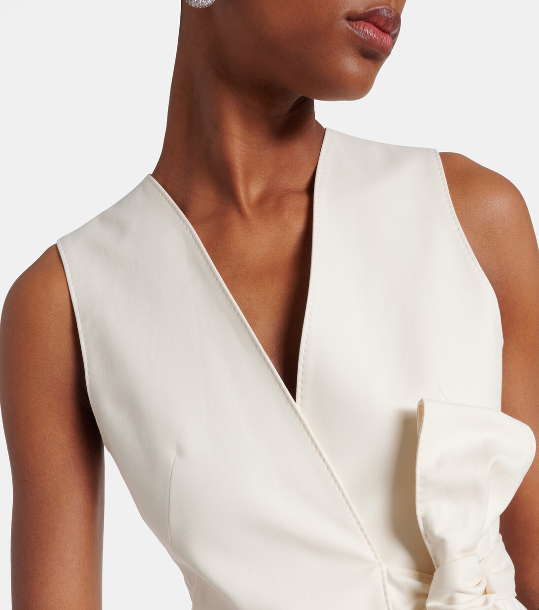 Zampa bow-detail cotton-blend vest | Max Mara