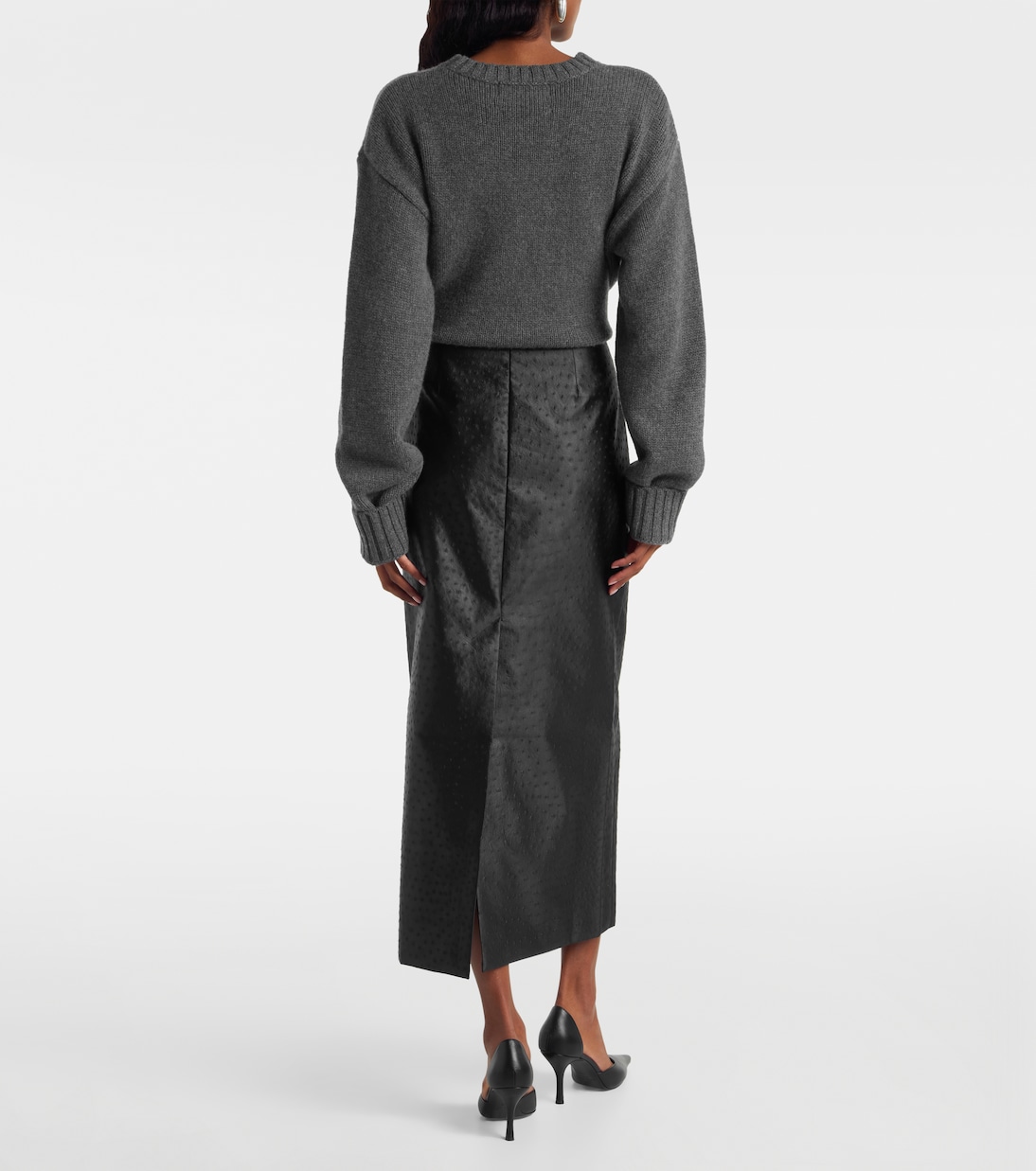 Embossed high-rise midi skirt | Róhe