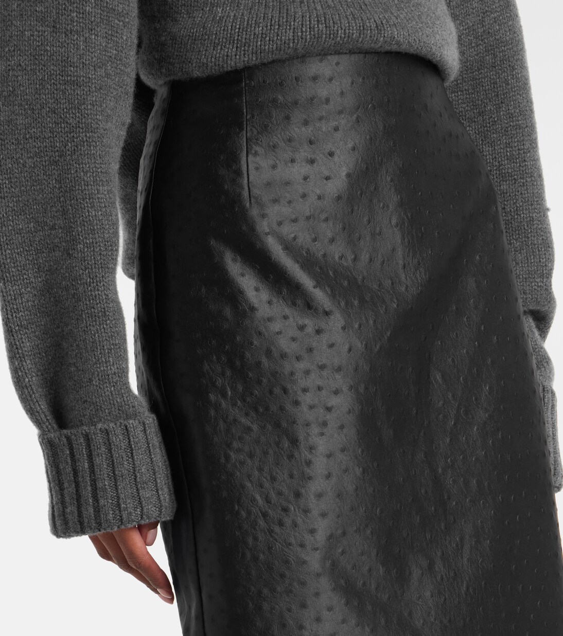 Embossed high-rise midi skirt | Róhe