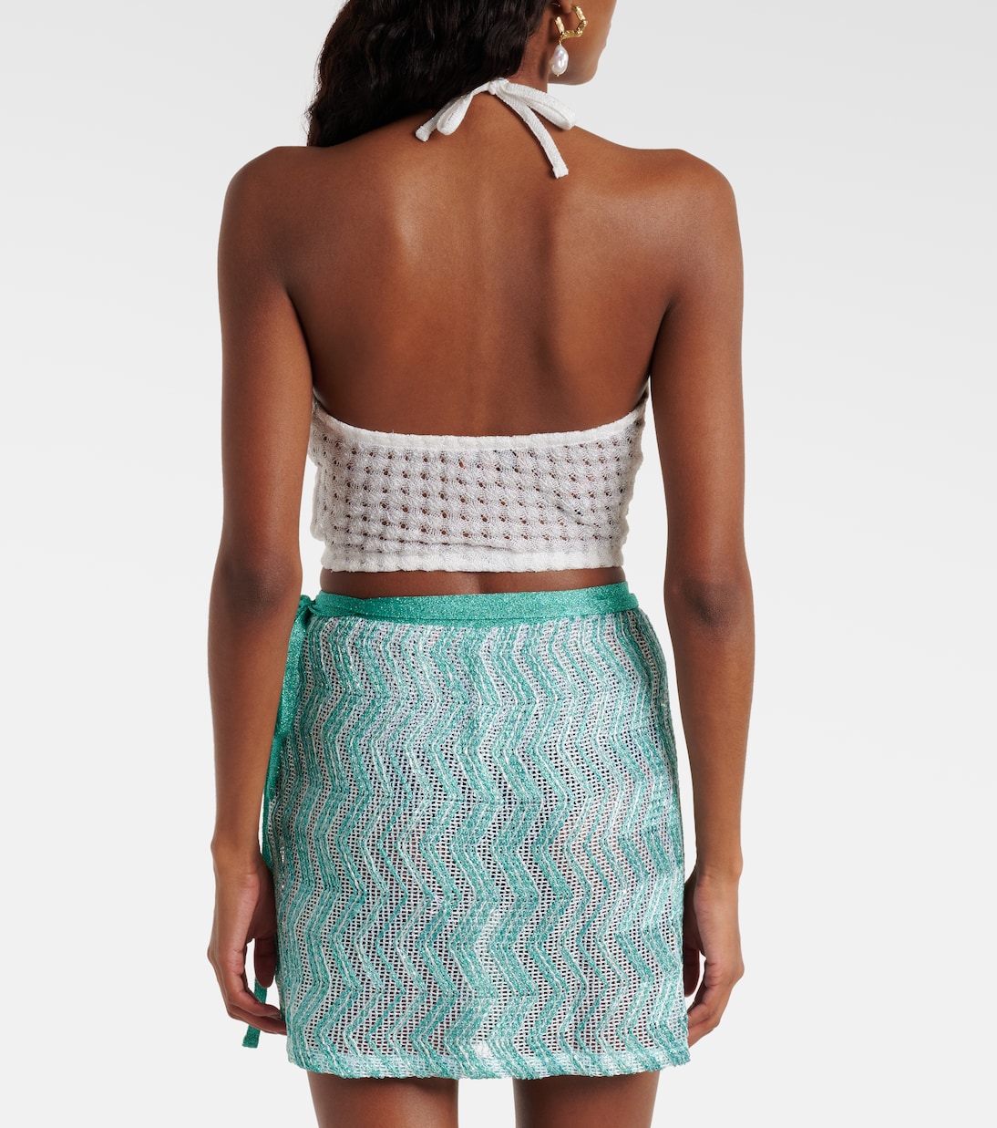Open-knit halterneck lamé crop top | Missoni