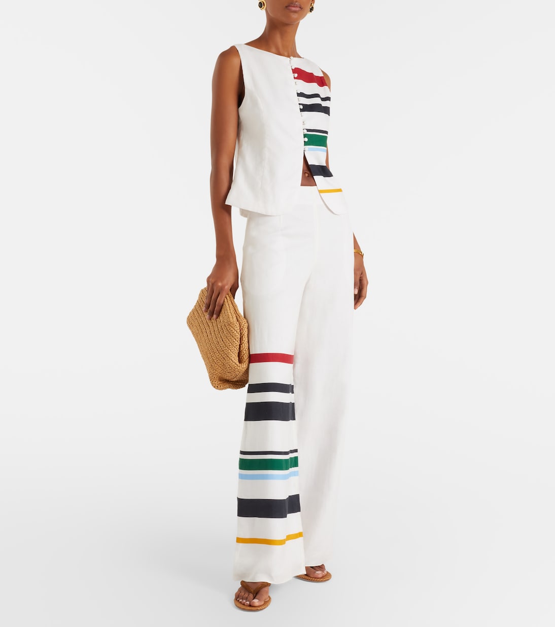 Toya striped linen wide-leg pants | Cala de la Cruz