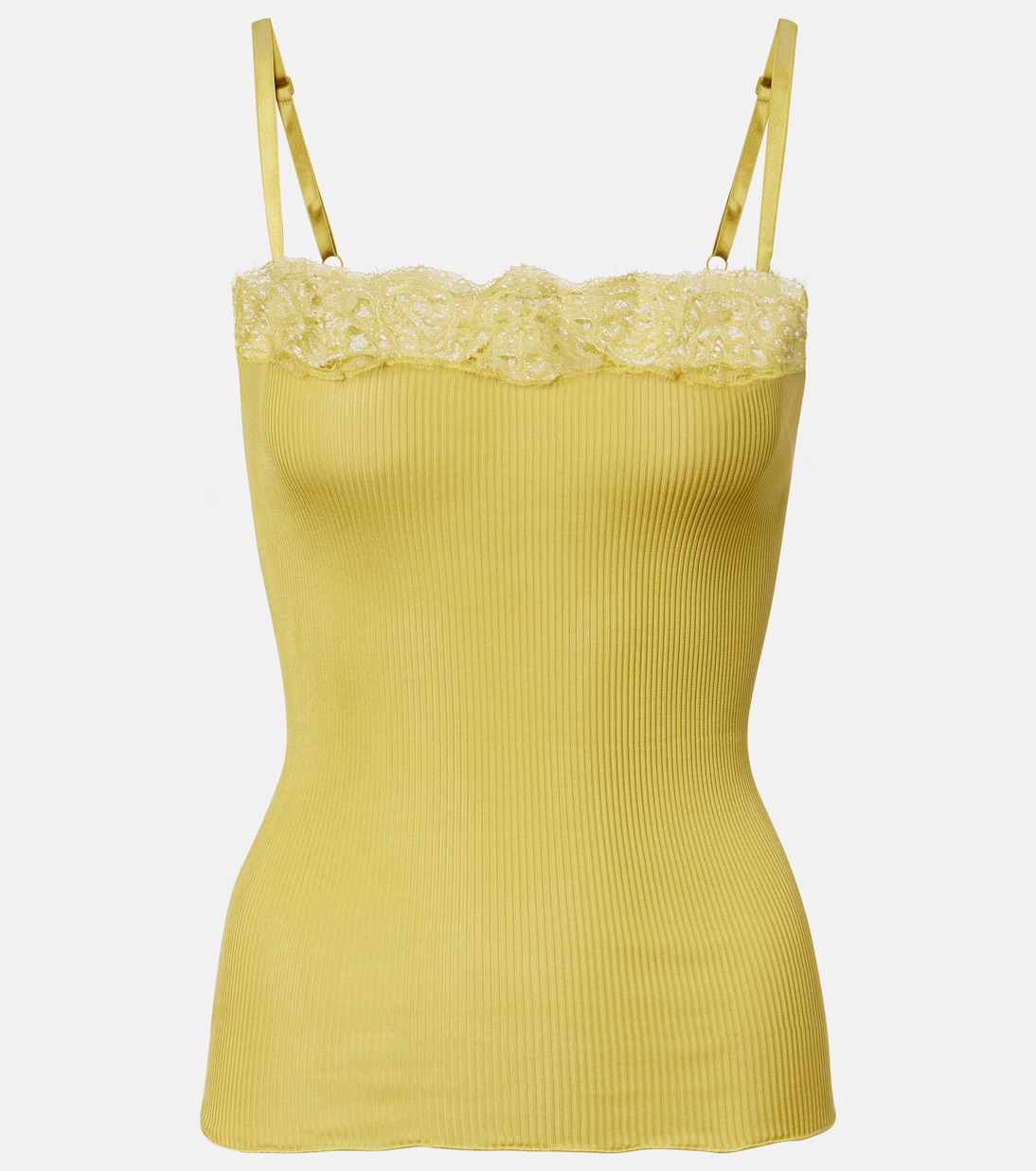Lace-trimmed ribbed-knit silk camisole | Saint Laurent