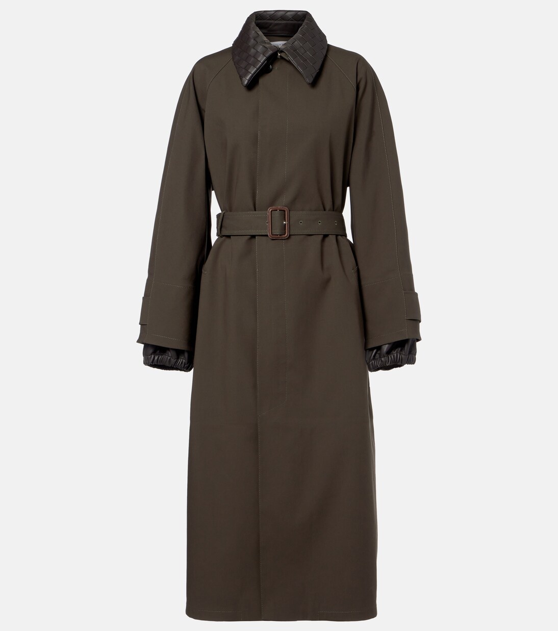 Leather-trimmed trench coat | Bottega Veneta