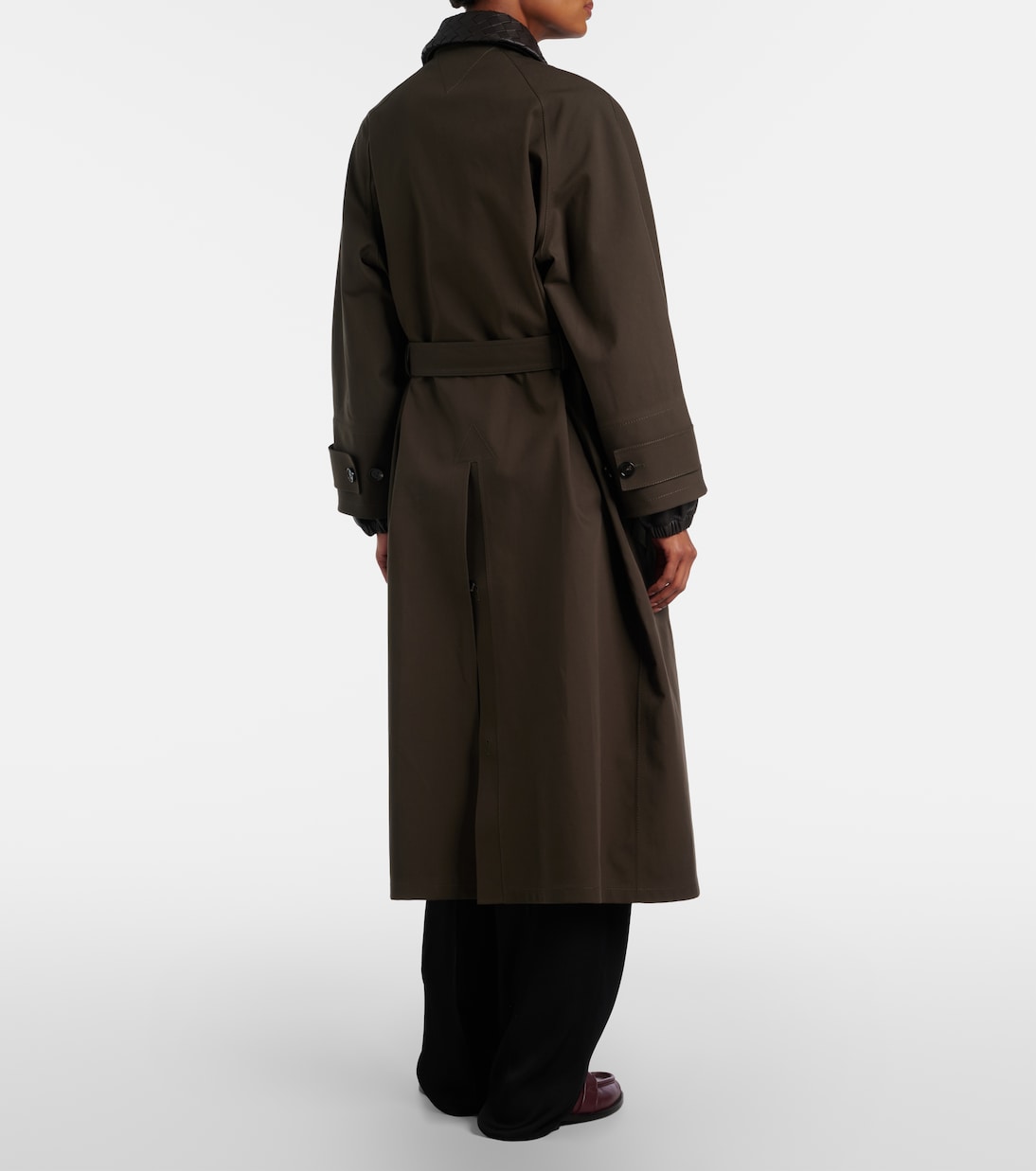 Leather-trimmed trench coat | Bottega Veneta