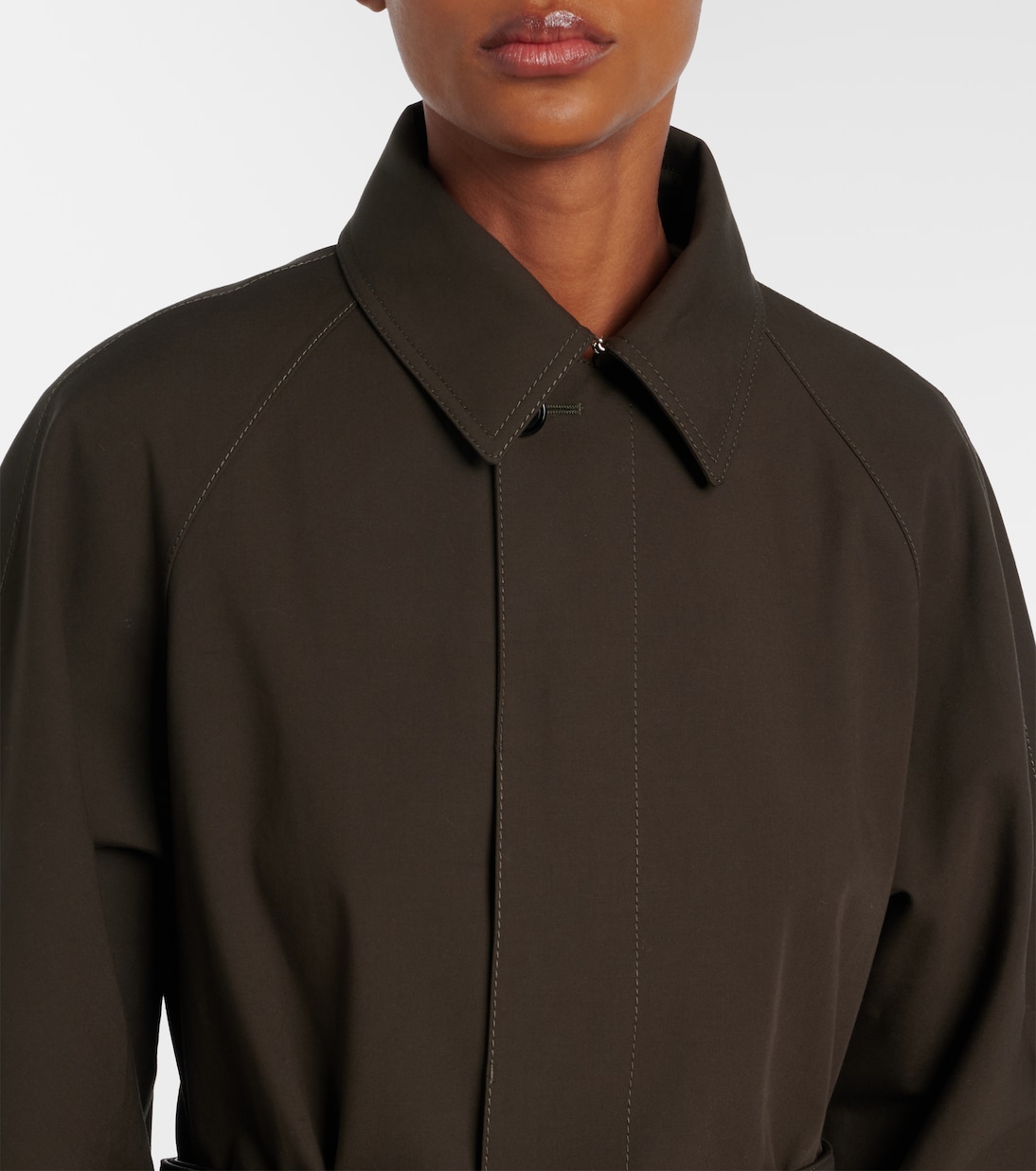 Leather-trimmed trench coat | Bottega Veneta