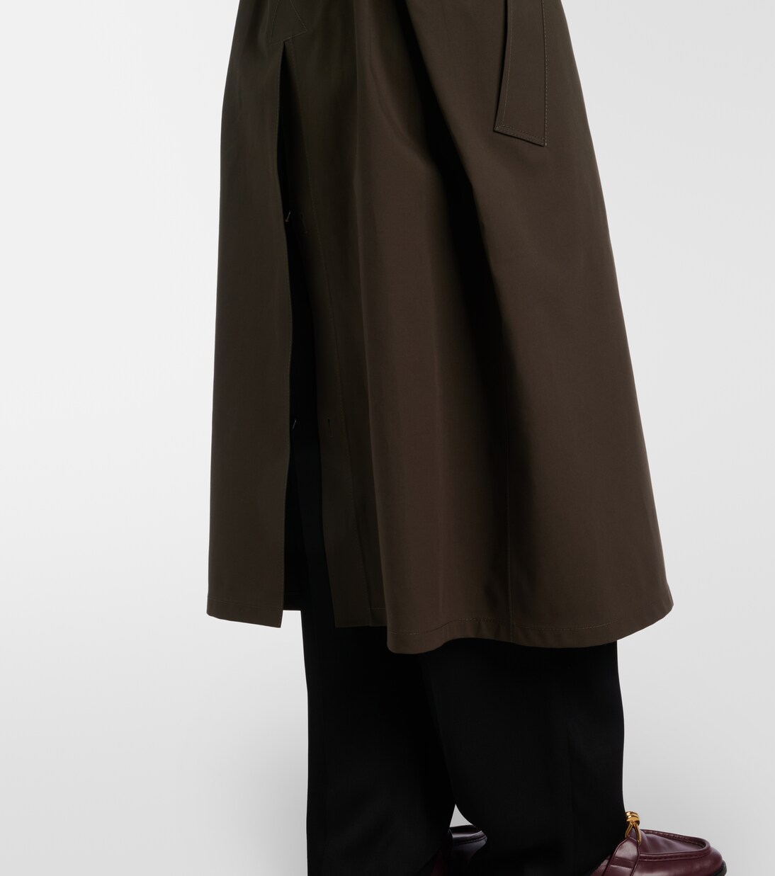 Leather-trimmed trench coat | Bottega Veneta
