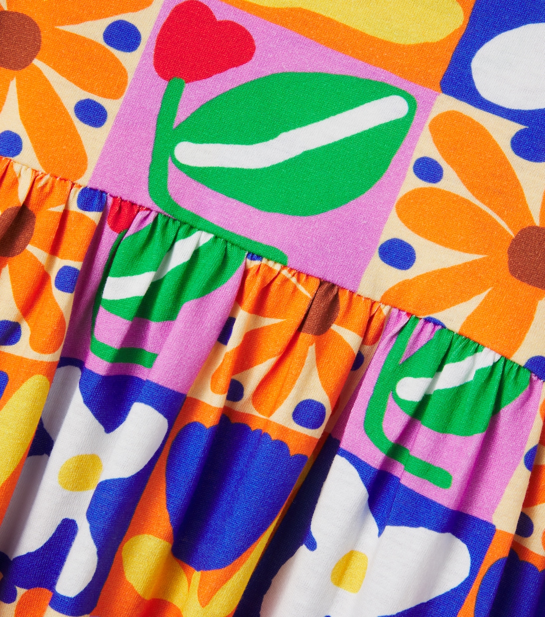 Checked floral cotton dress | Fábula