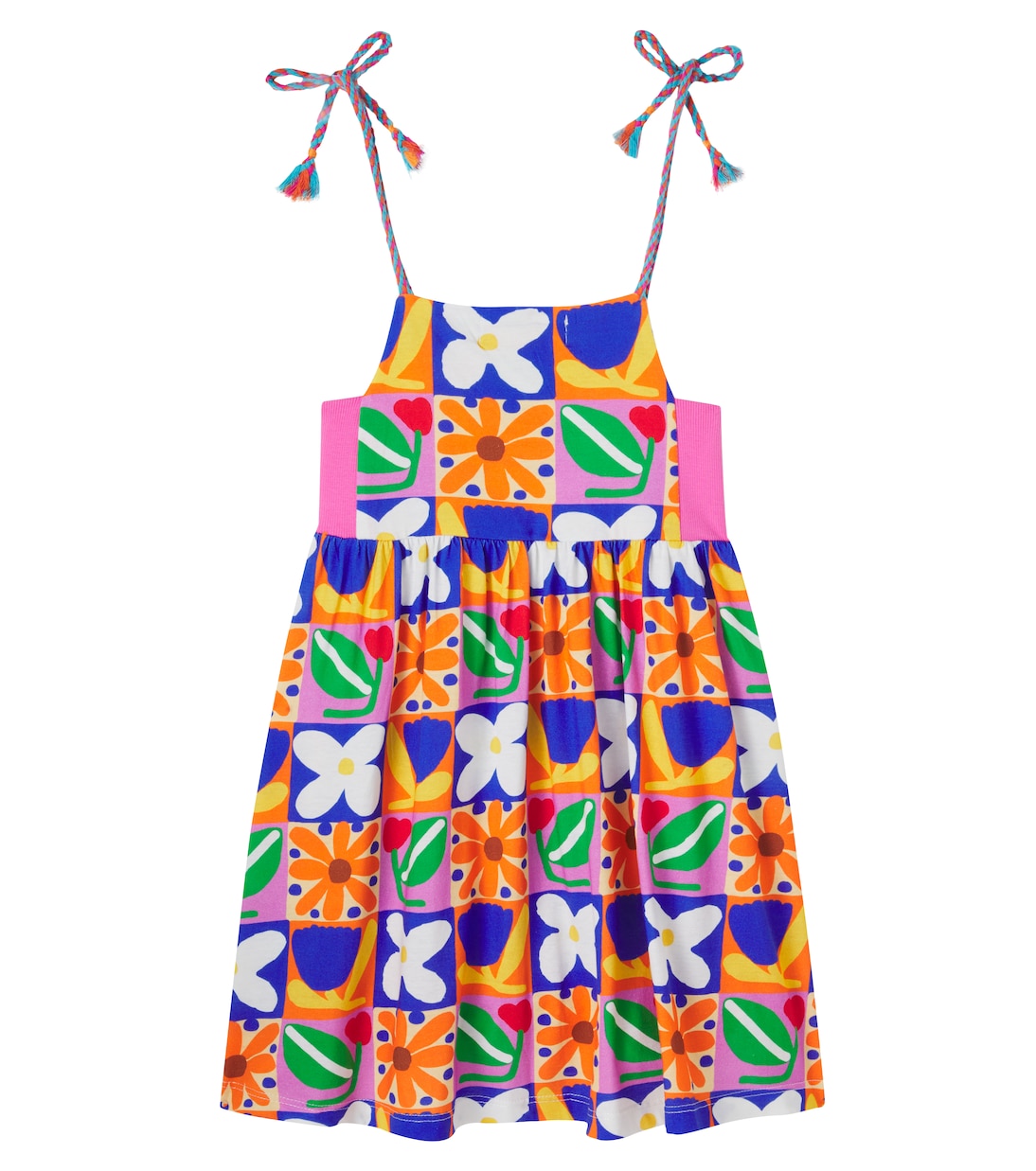 Checked floral cotton dress | Fábula