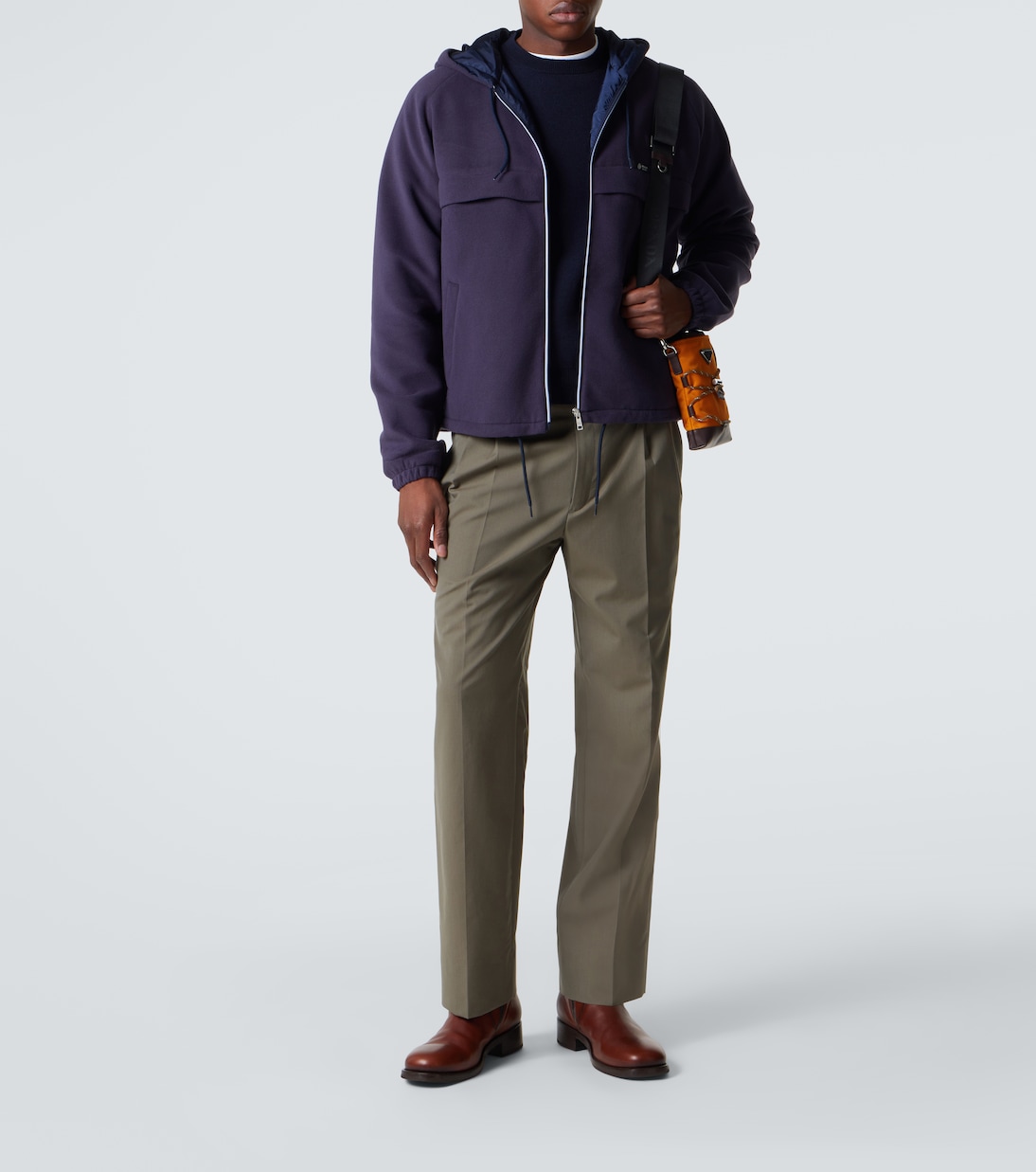 Wool and cotton straight pants | Prada