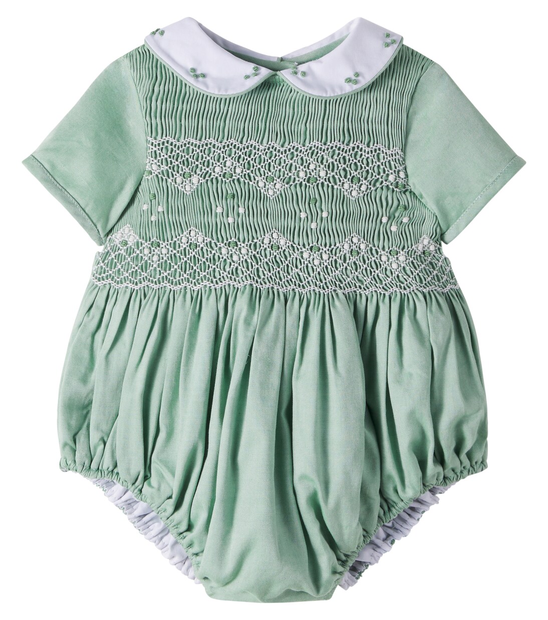 Baby smocked embroidered cotton playsuit | Pepa London