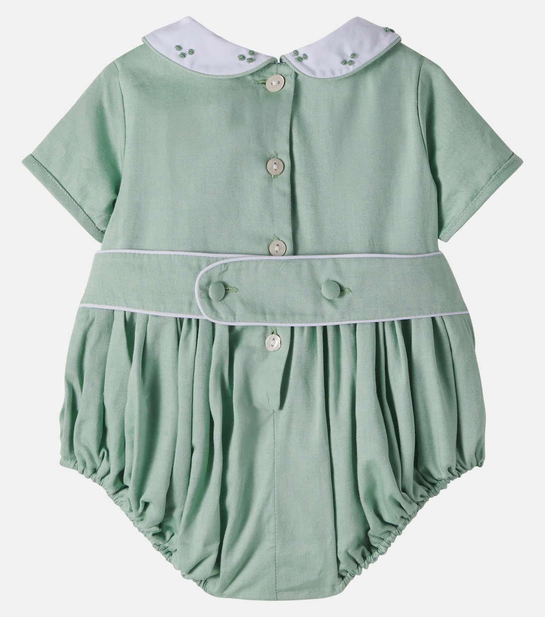 Baby smocked embroidered cotton playsuit | Pepa London