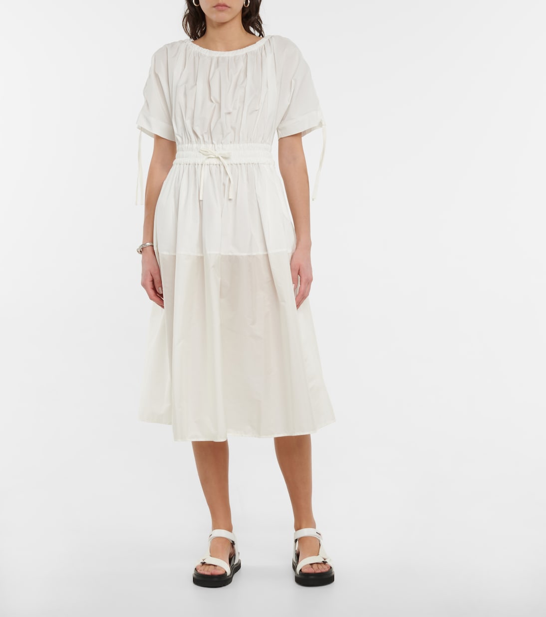 Cotton gabardine and nylon midi dress | Moncler