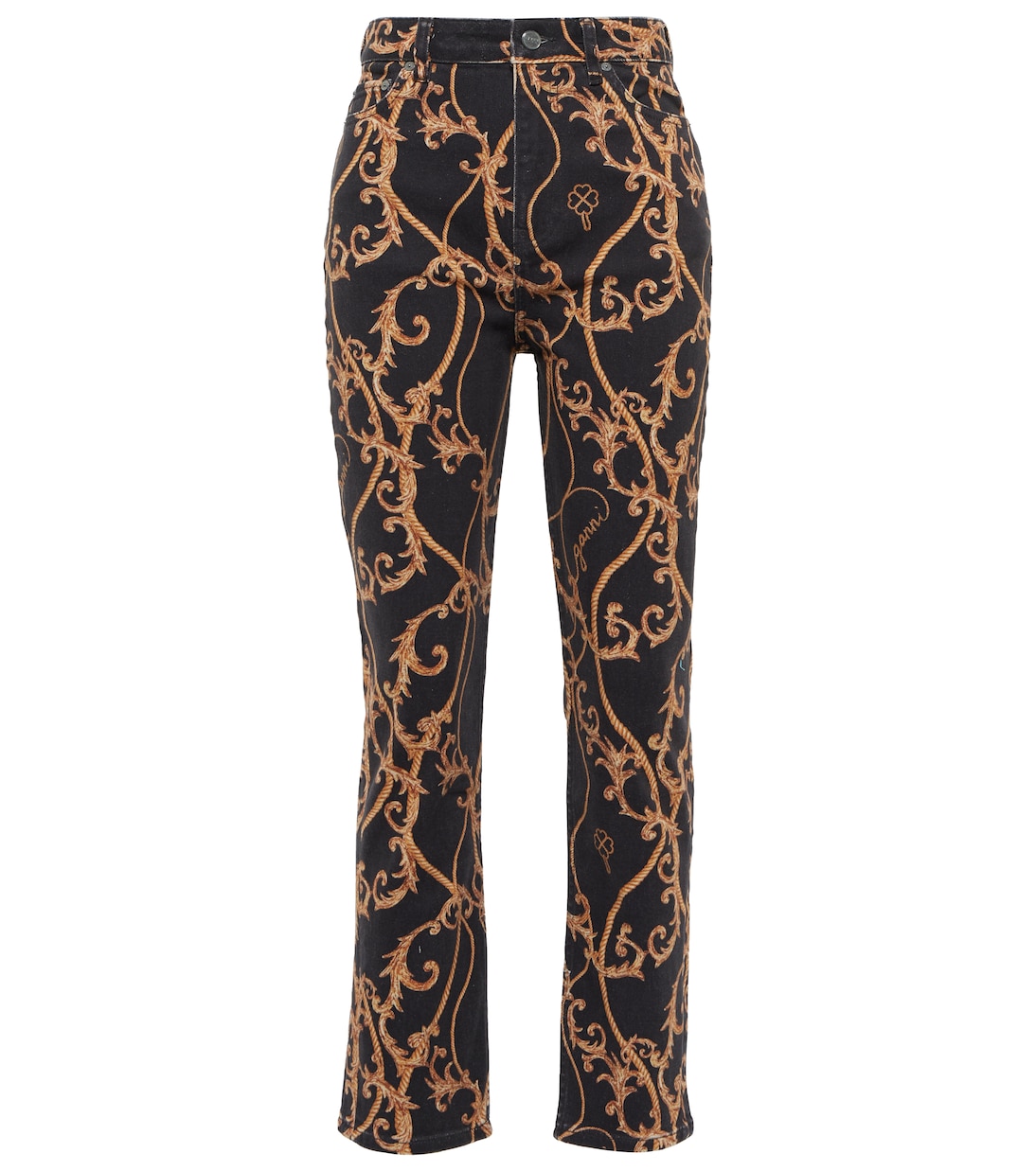 Cutye-Cropped printed slim-straight jeans | Ganni