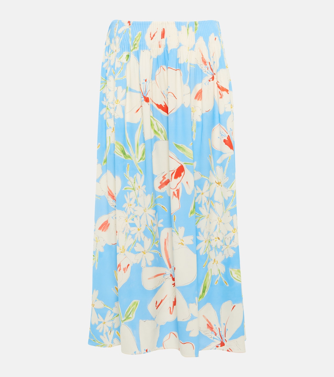 Jupe midi Beck en soie mélangée à fleurs | Loro Piana