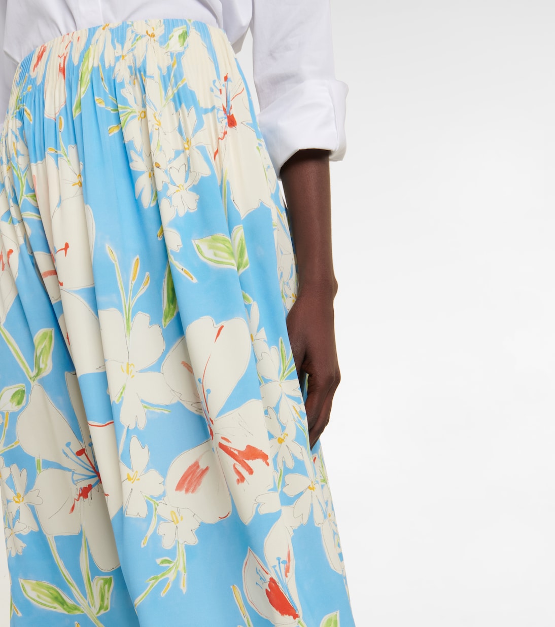 Jupe midi Beck en soie mélangée à fleurs | Loro Piana