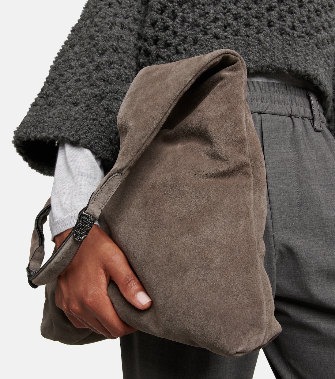 Borsa a spalla in suede | Brunello Cucinelli