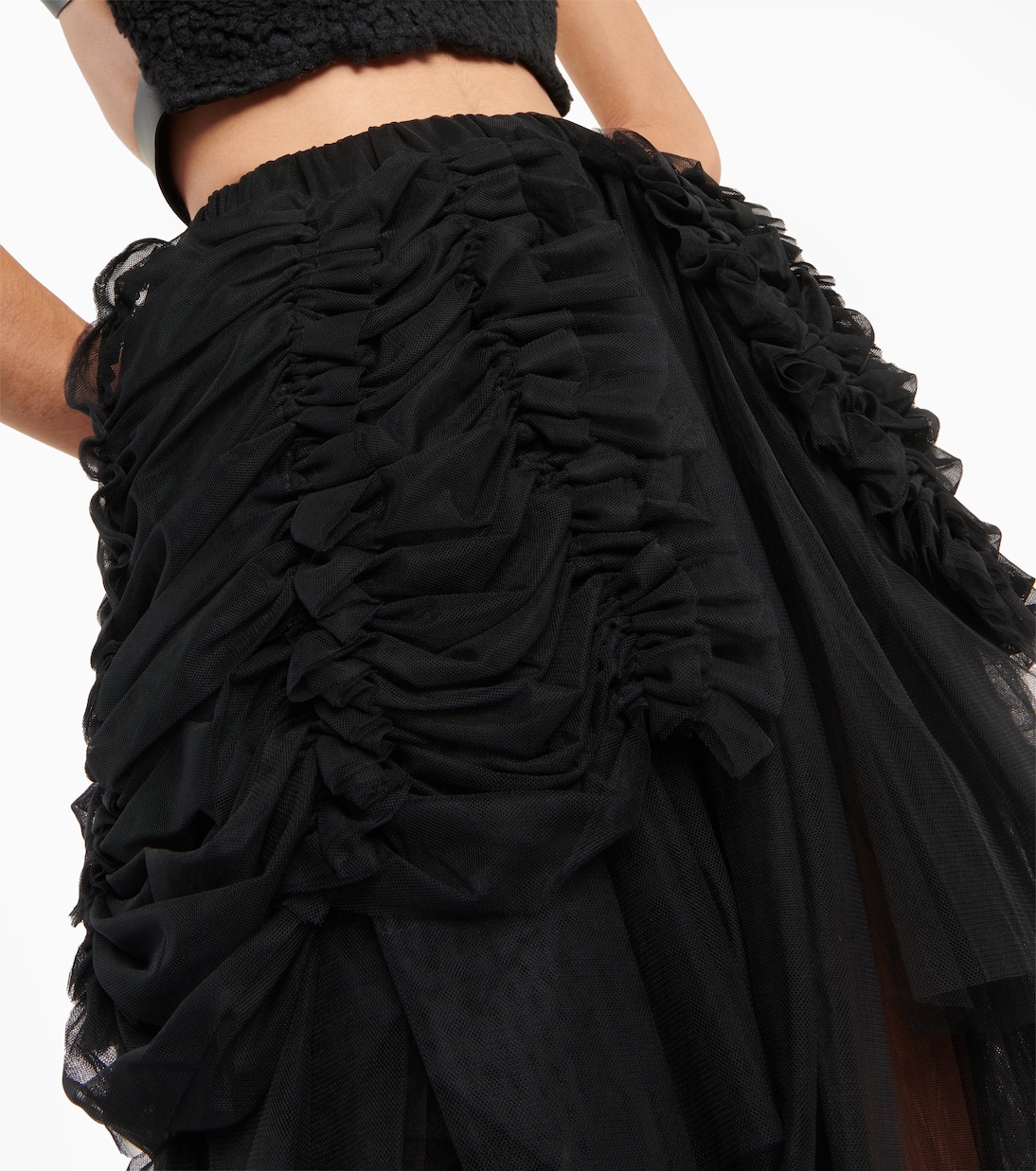 Falda midi de tul fruncida | Noir Kei Ninomiya