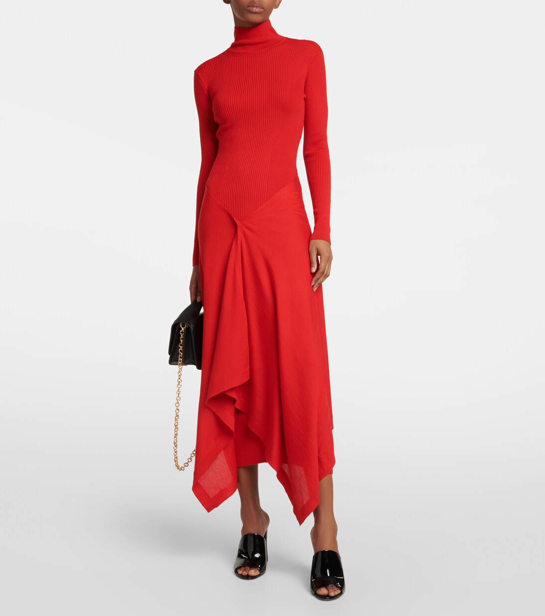 Vestido midi de cachemira y seda con estilo joven de Alaïa