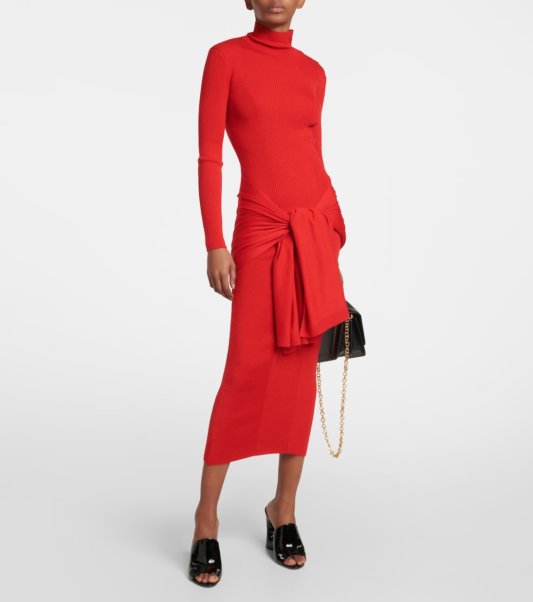 Vestido midi de cachemira y seda con estilo joven de Alaïa
