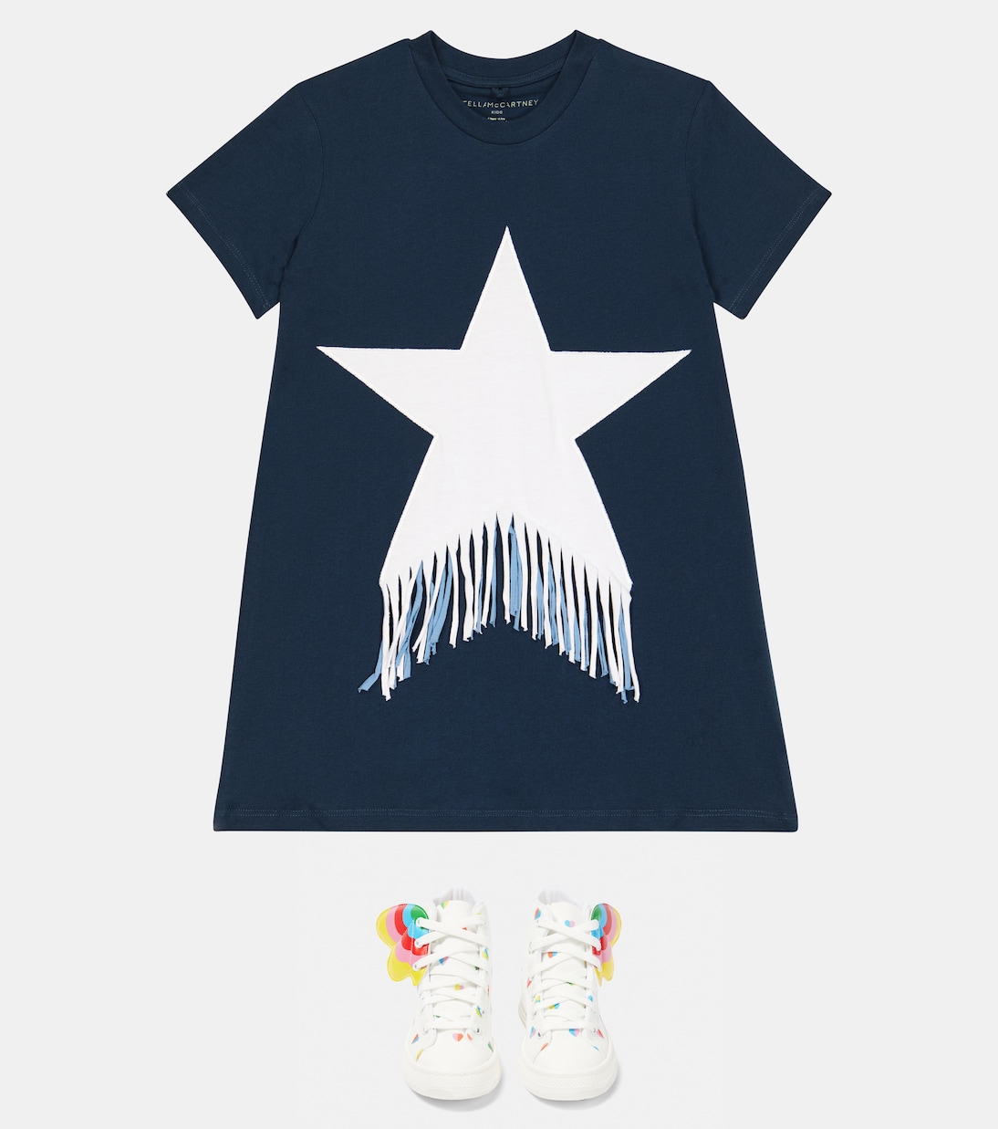 Star fringed cotton jersey T-shirt dress | Stella McCartney Kids