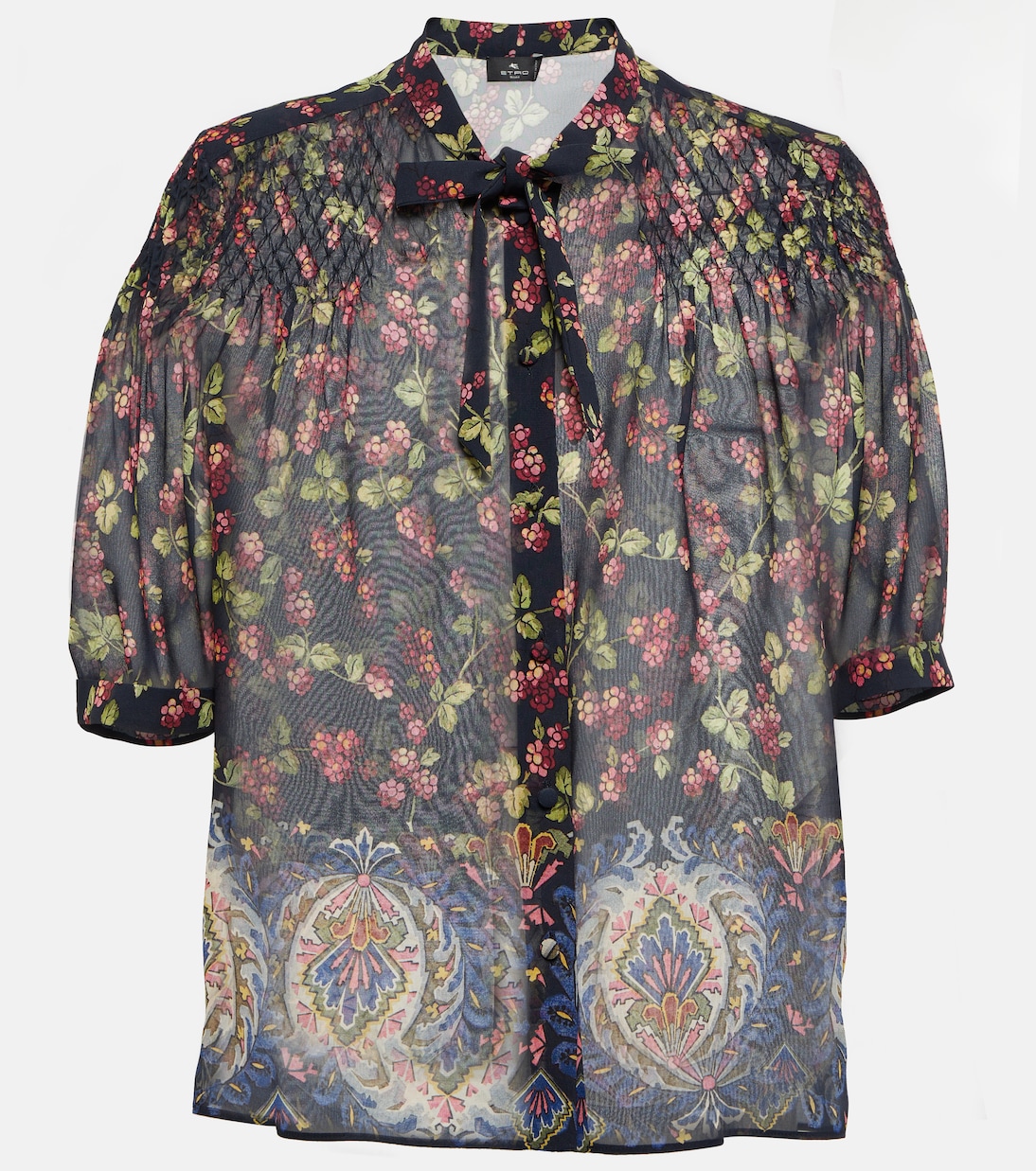 Top in seta con stampa e lavallière | Etro