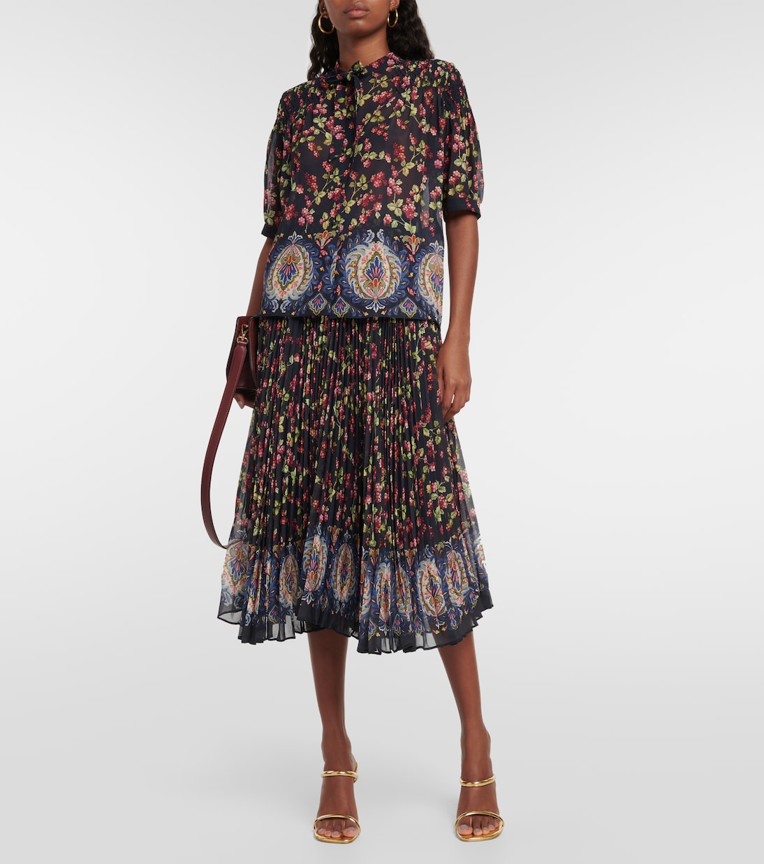 Top in seta con stampa e lavallière | Etro