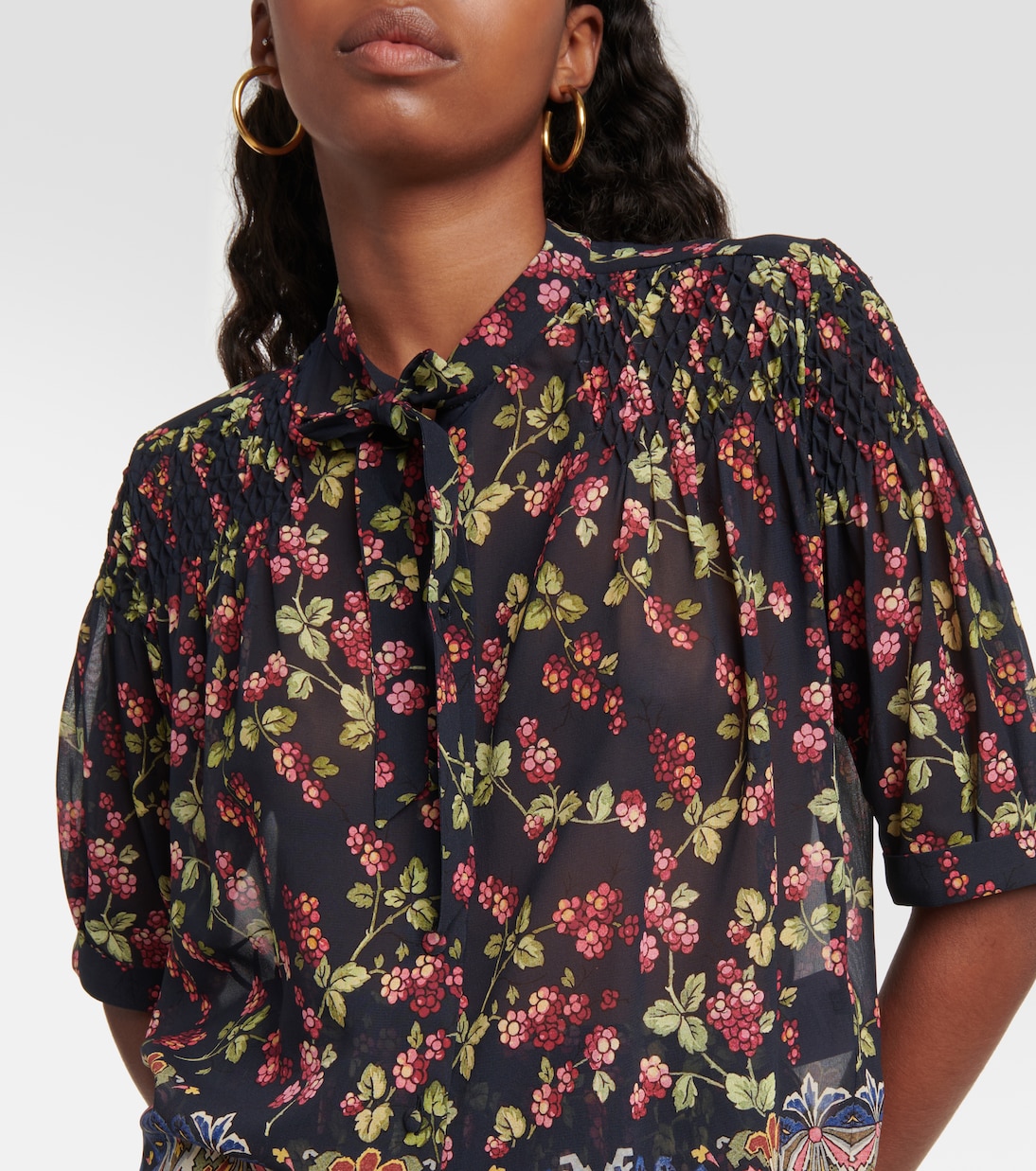 Top in seta con stampa e lavallière | Etro