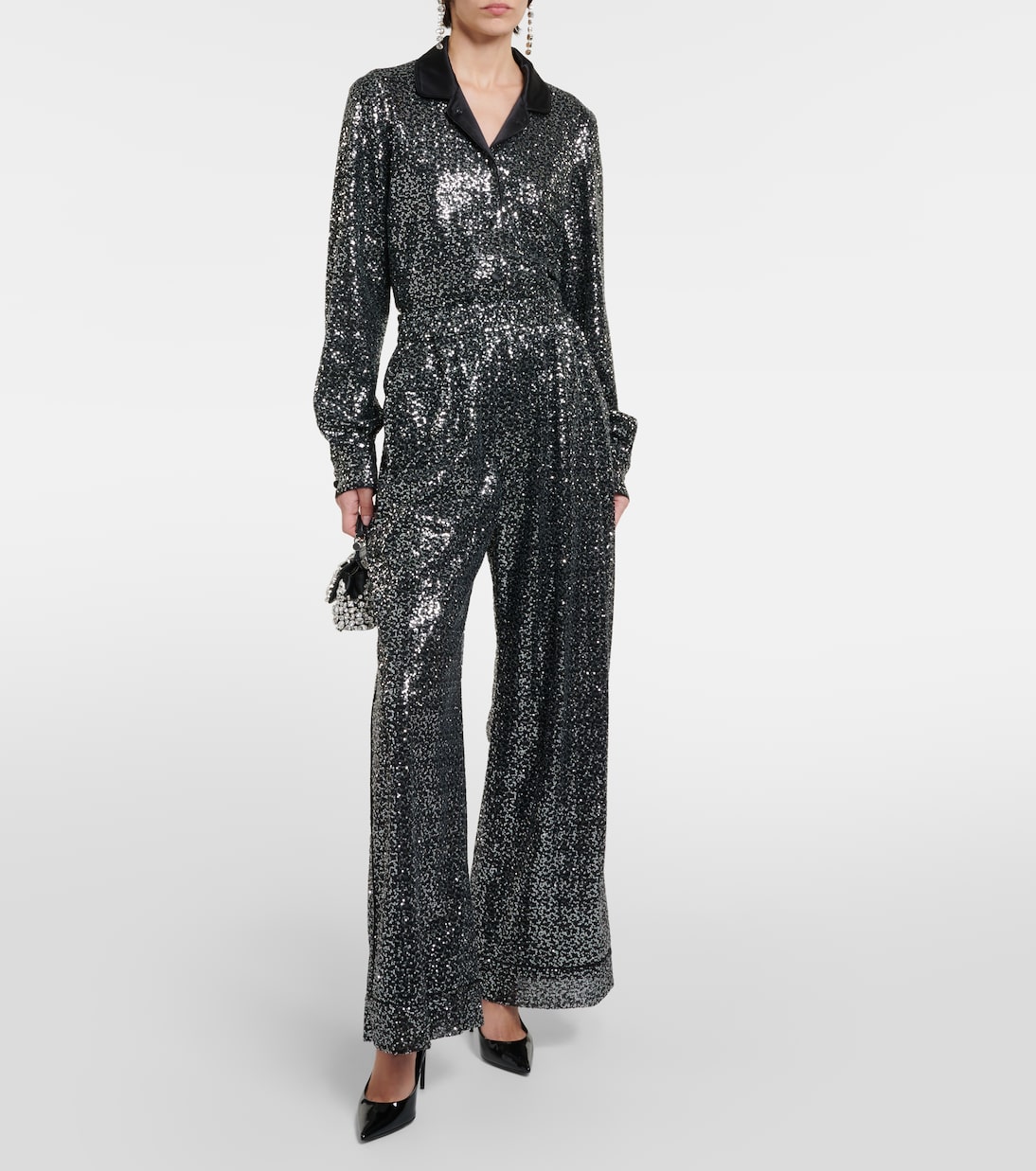 Pantalon ample à taille haute à sequins | Dolce&Gabbana